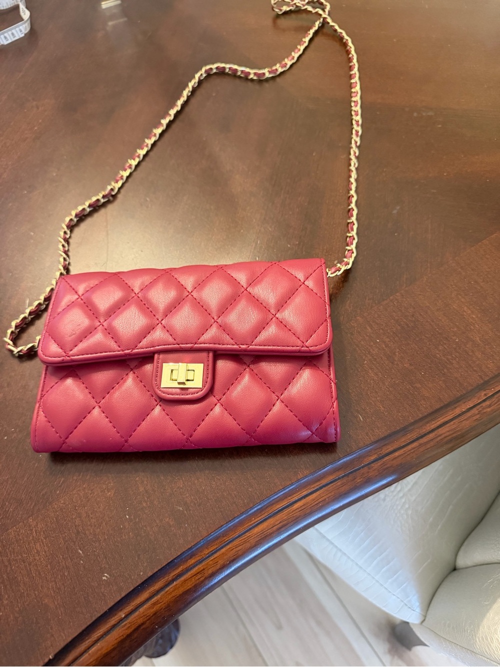 Quilted Red Chain Shoulder Bag
